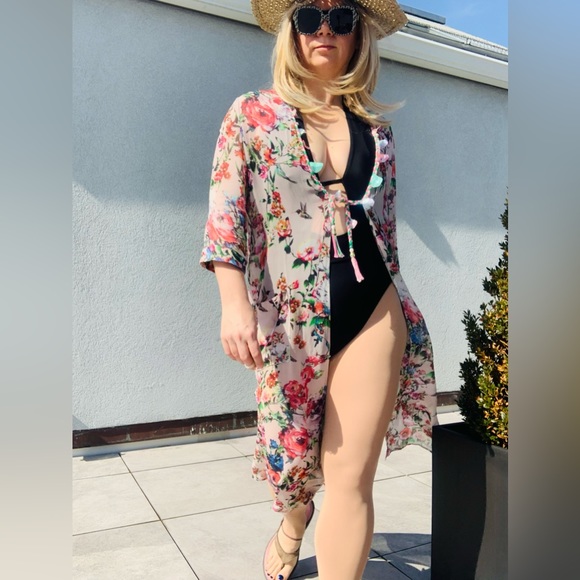 🚢ITALIAN Anna Sassatelli Duster Vintage Floral Design Italy - Picture 11 of 16